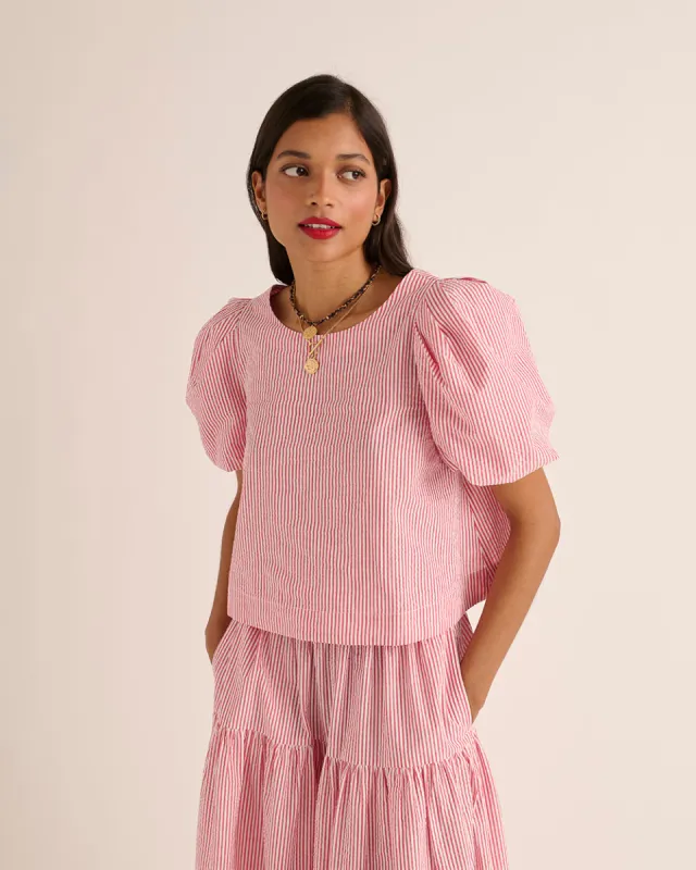 Blouse Alexa rayures rouge et blanc made by Balzac Paris