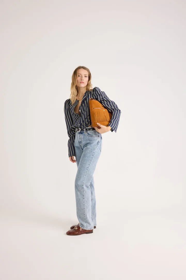 Luisa shirt with navy and yellow stripes sold by Balzac Paris product image thumbnail 5