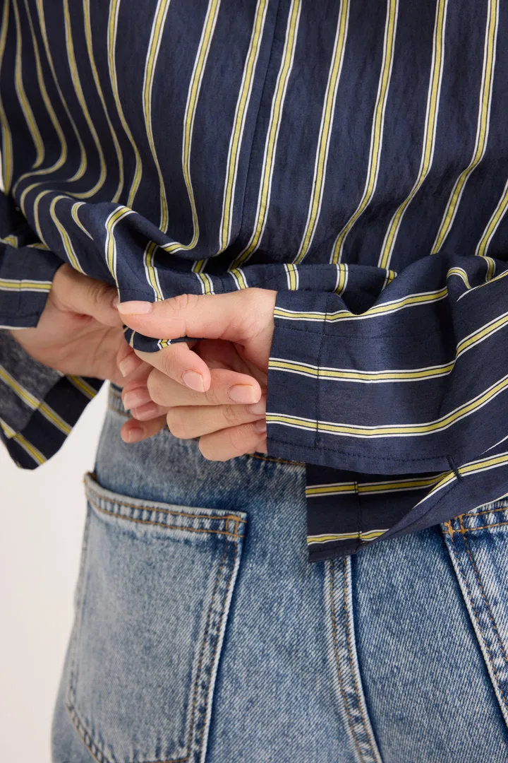 Luisa shirt with navy and yellow stripes sold by Balzac Paris product image thumbnail 4