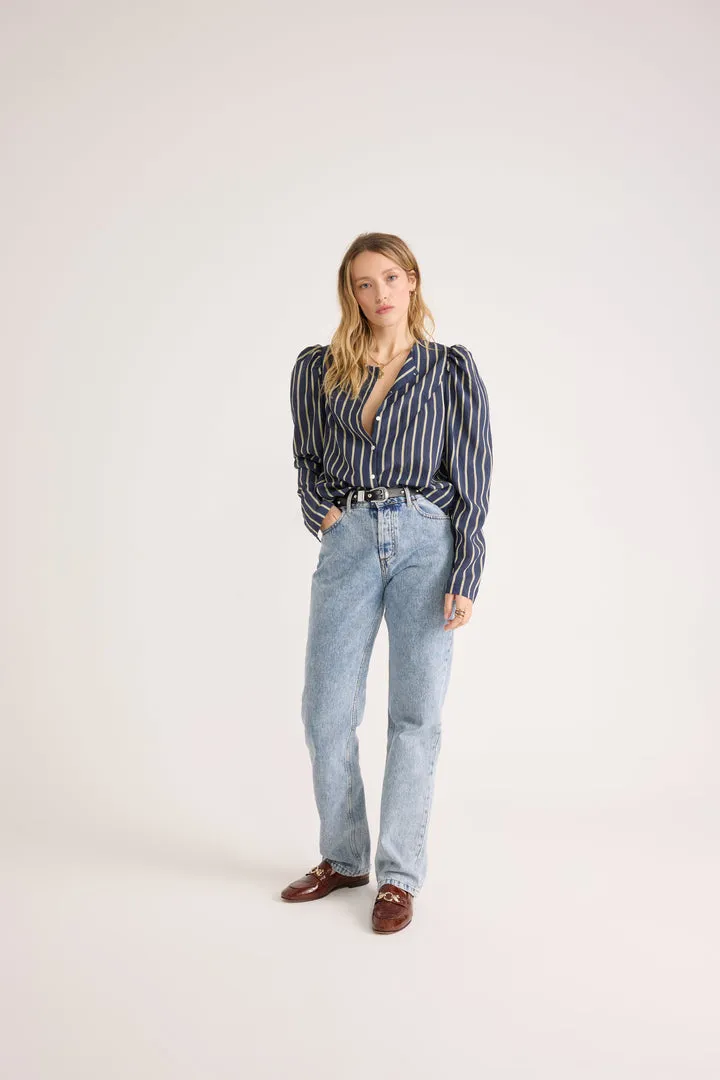Luisa shirt with navy and yellow stripes sold by Balzac Paris product image thumbnail 2