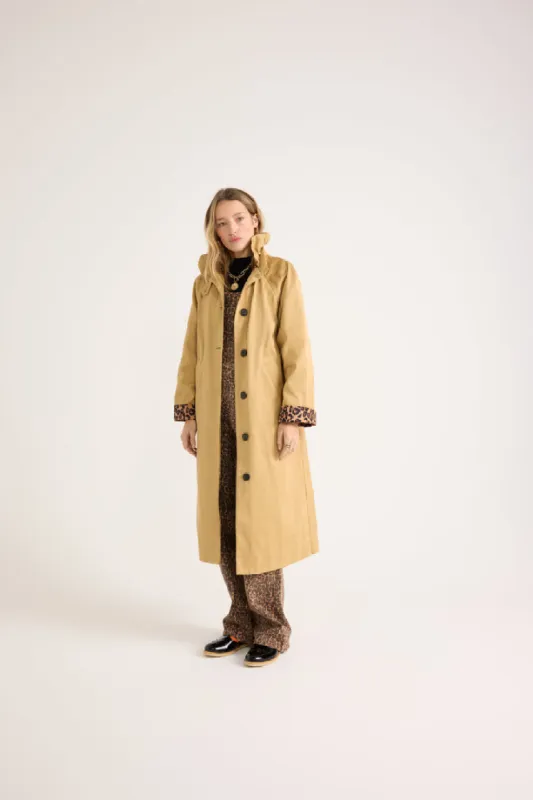 Alma beige and coffee leopard trench coat made by Balzac Paris