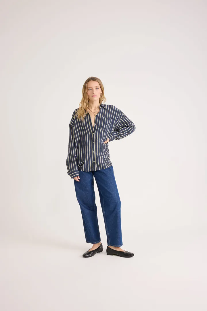 Hector shirt with navy and yellow stripes sold by Balzac Paris product image thumbnail 2