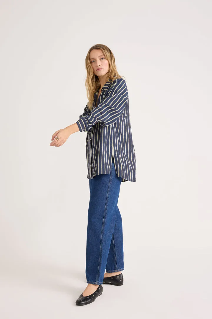 Hector shirt with navy and yellow stripes sold by Balzac Paris product image thumbnail 3