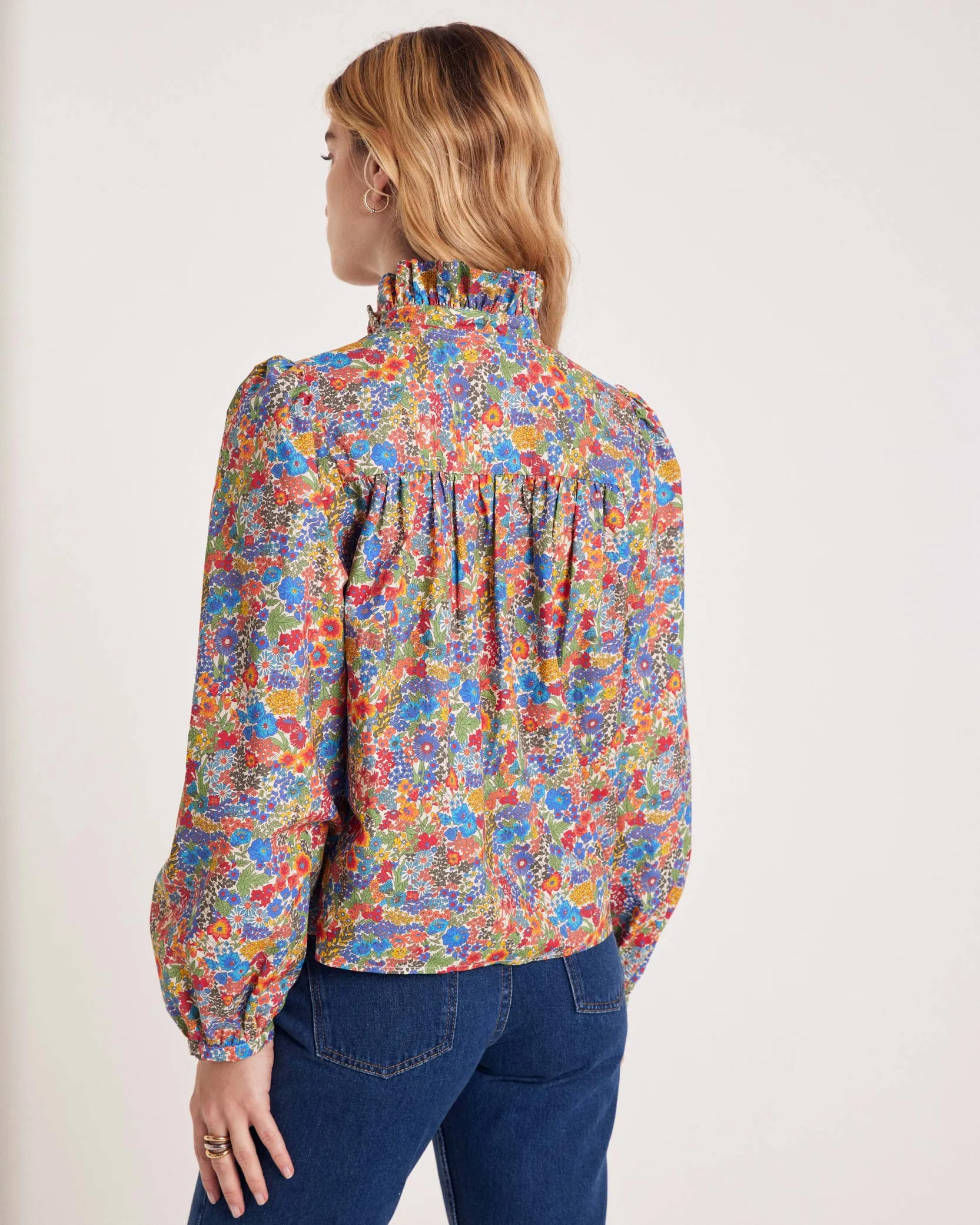 Ocean shirt in blue and yellow Liberty fabric sold by Balzac Paris product image thumbnail 2