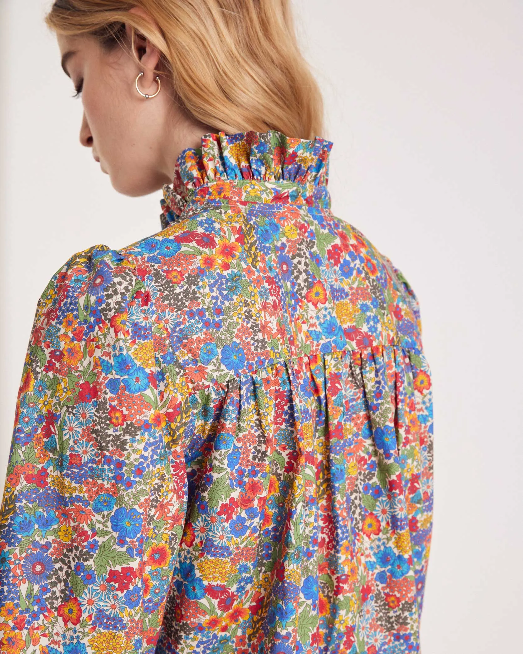 Ocean shirt in blue and yellow Liberty fabric sold by Balzac Paris product image thumbnail 4