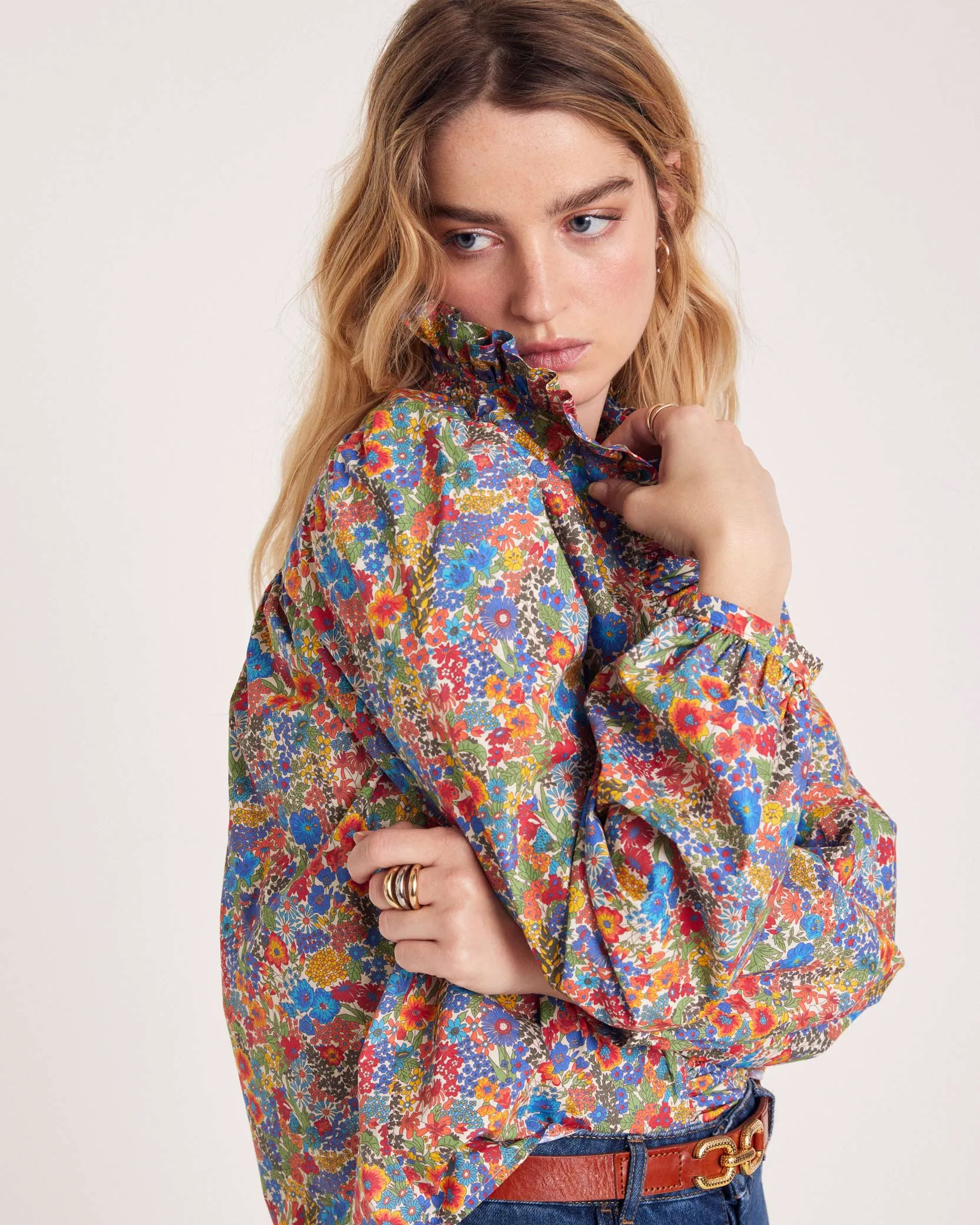 Ocean shirt in blue and yellow Liberty fabric sold by Balzac Paris product image thumbnail 3