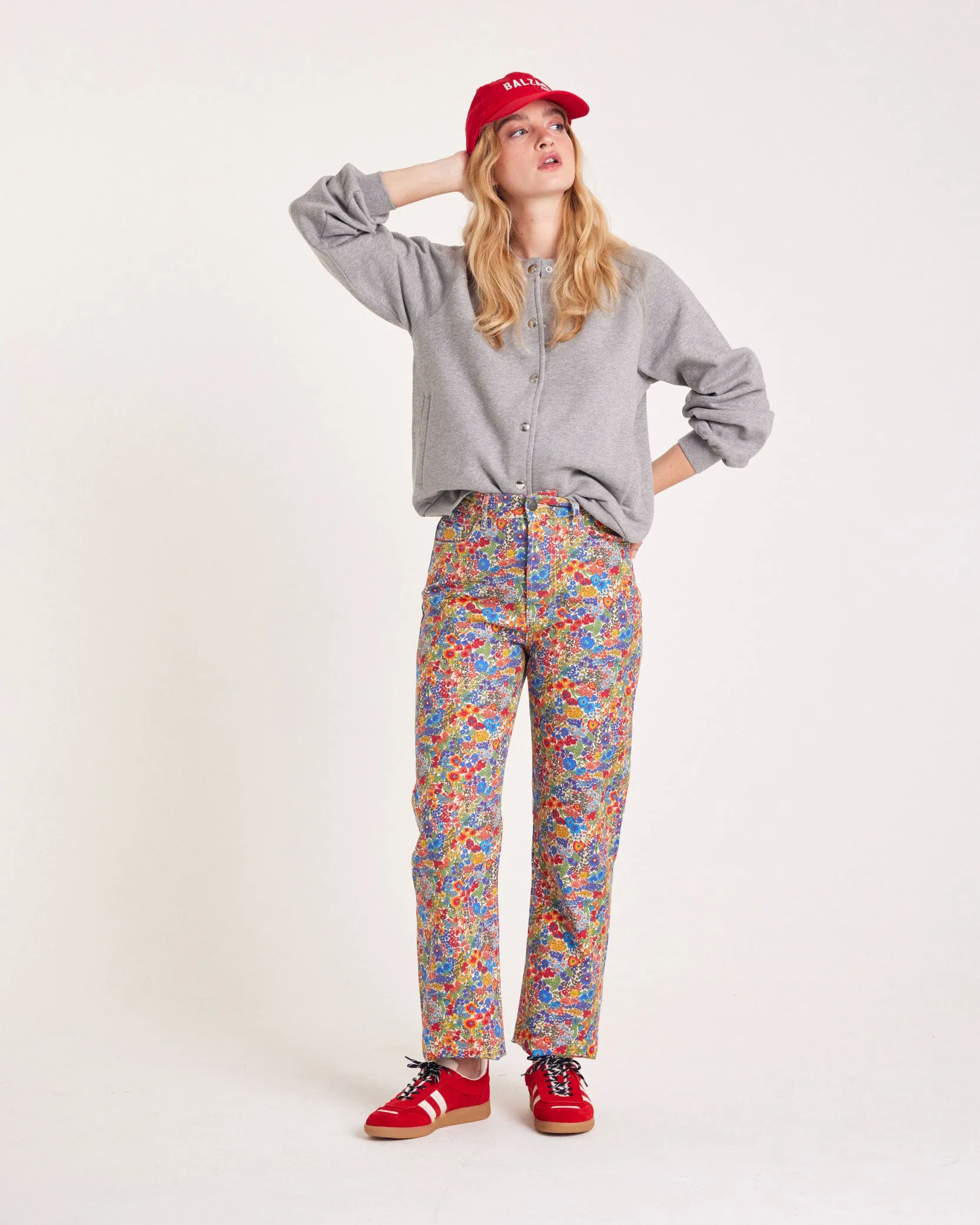 Robi jeans in blue and yellow Liberty fabric sold by Balzac Paris product image thumbnail 2