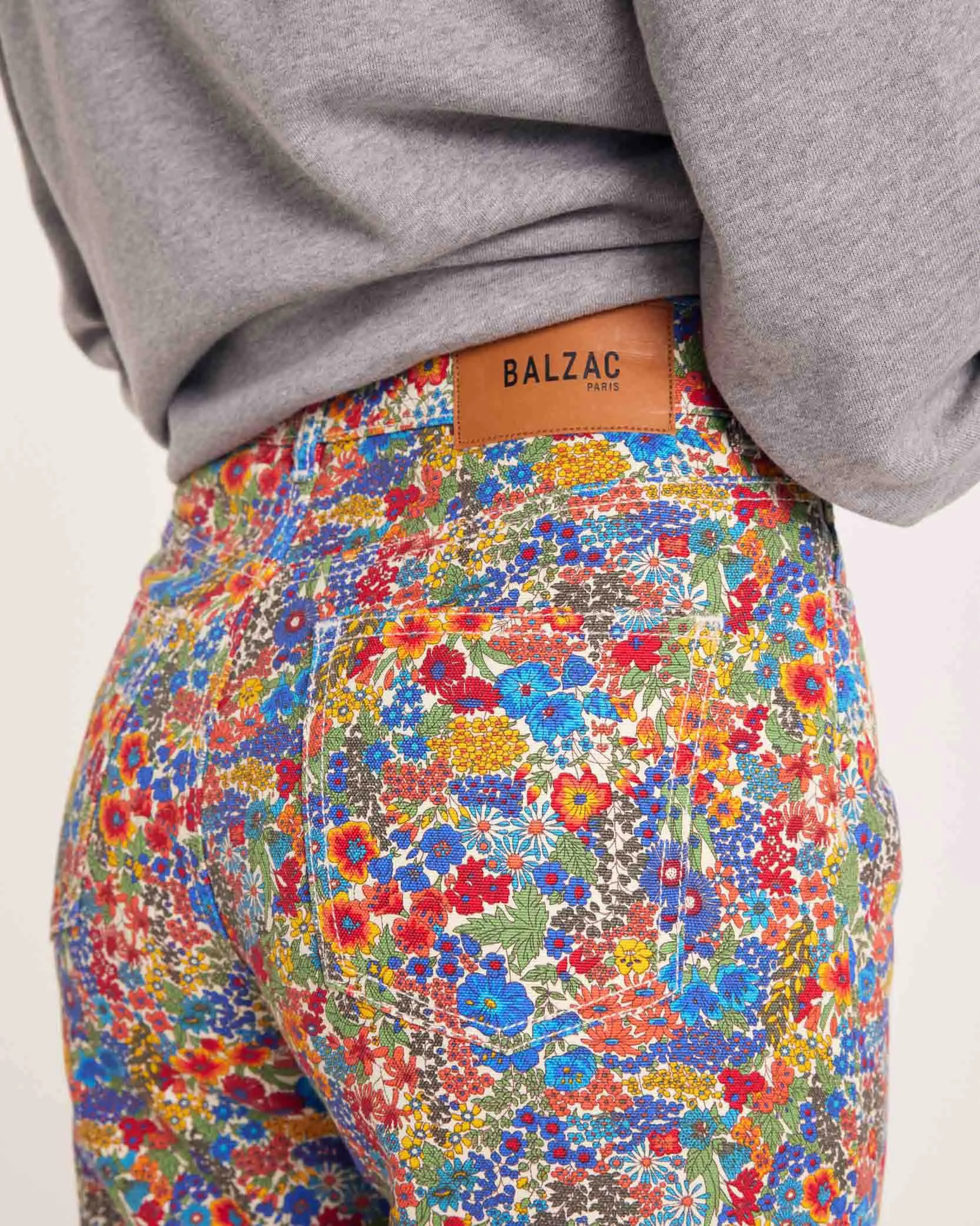 Robi jeans in blue and yellow Liberty fabric sold by Balzac Paris product image thumbnail 4
