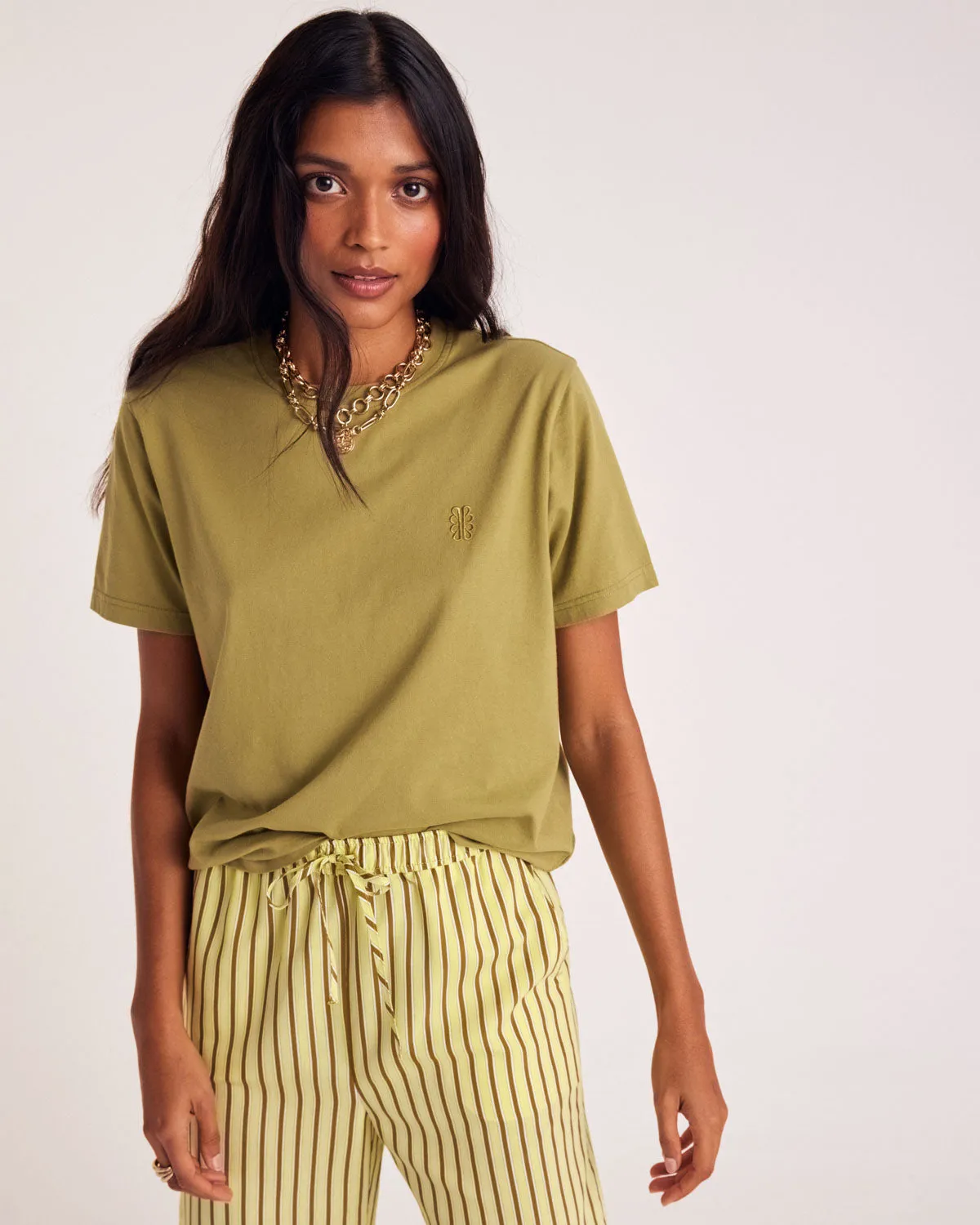 Bree Moss Green Embroidered T-Shirt sold by Balzac Paris product image thumbnail 2
