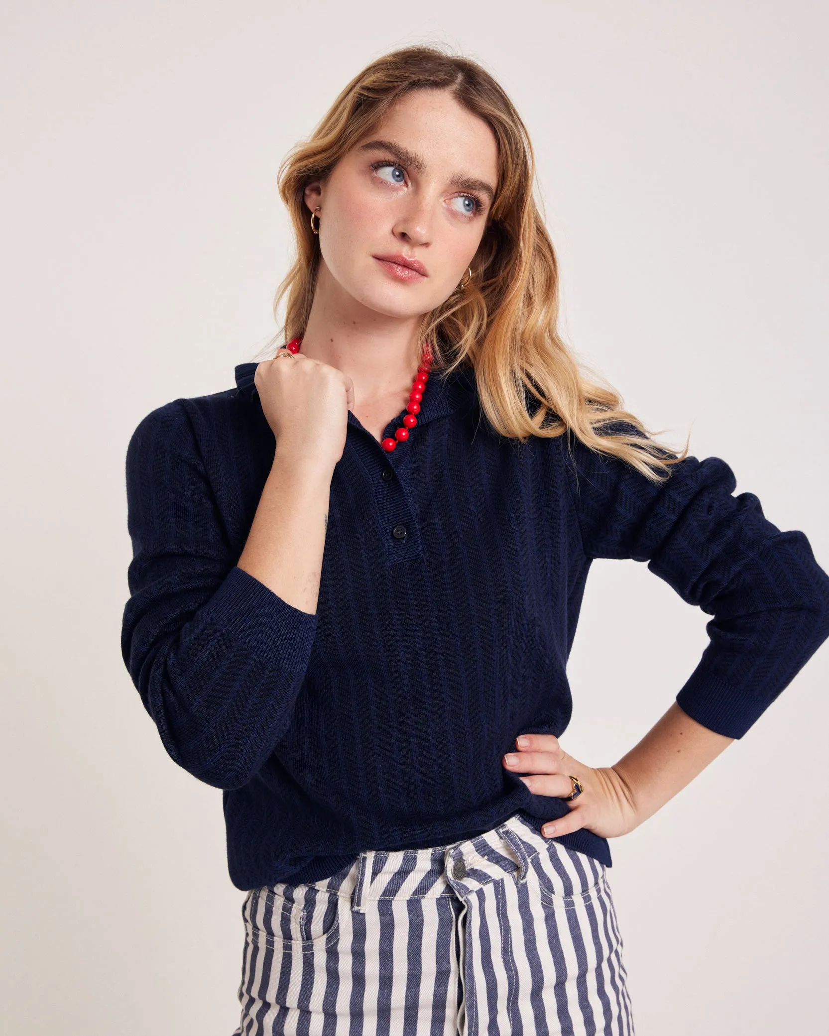 Navy Tadeo Polo Shirt sold by Balzac Paris product image thumbnail 2