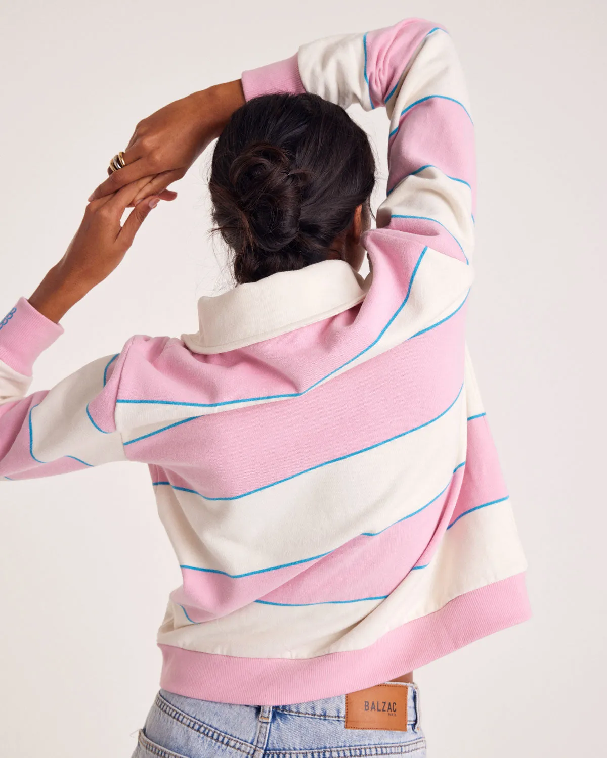 Light pink striped Diego sweatshirt sold by Balzac Paris product image thumbnail 3