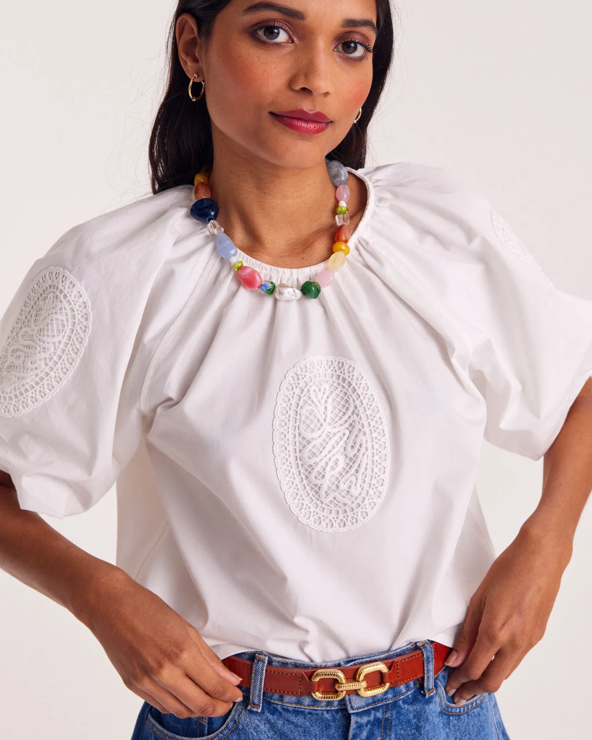 Mariela natural white blouse sold by Balzac Paris