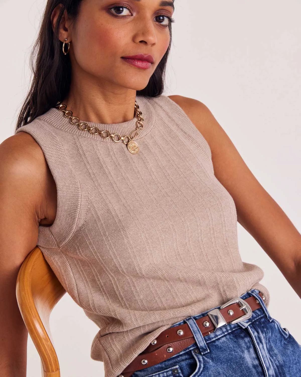 Kahn Top in Heather Beige sold by Balzac Paris