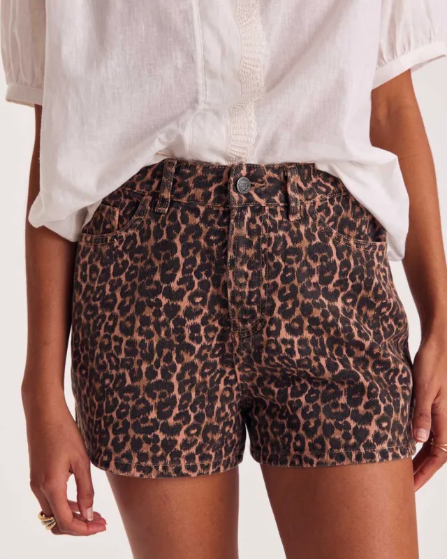 Triomphe leopard coffee shorts sold by Balzac Paris