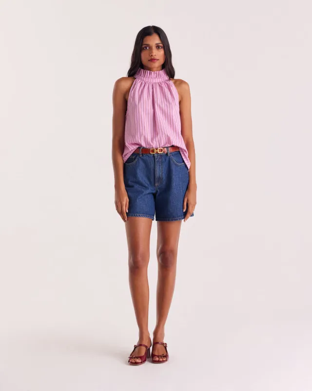 Top Léonora pink and red stripes sold by Balzac Paris