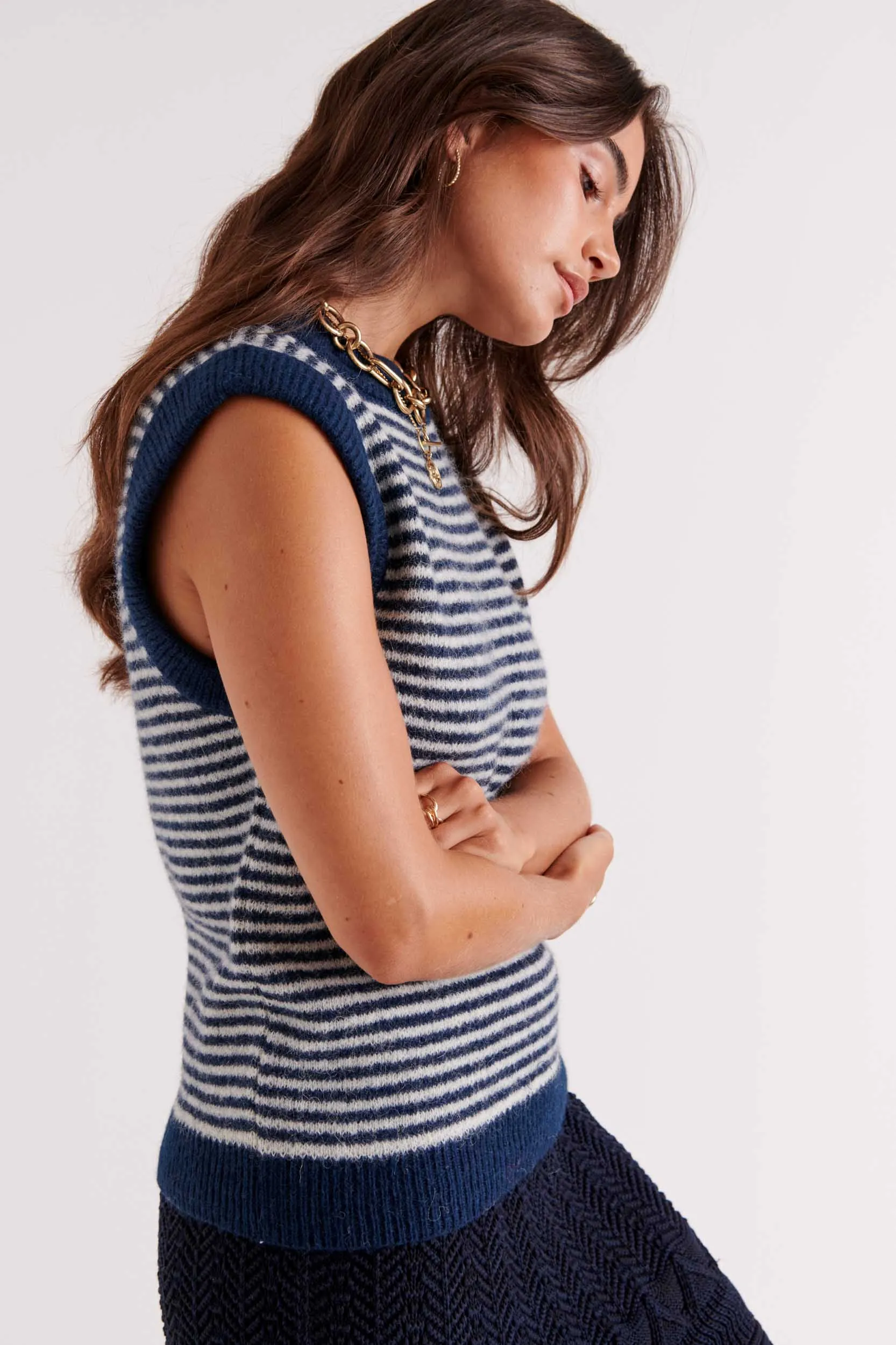 Blue and white striped blason sweater sold by Balzac Paris product image thumbnail 3