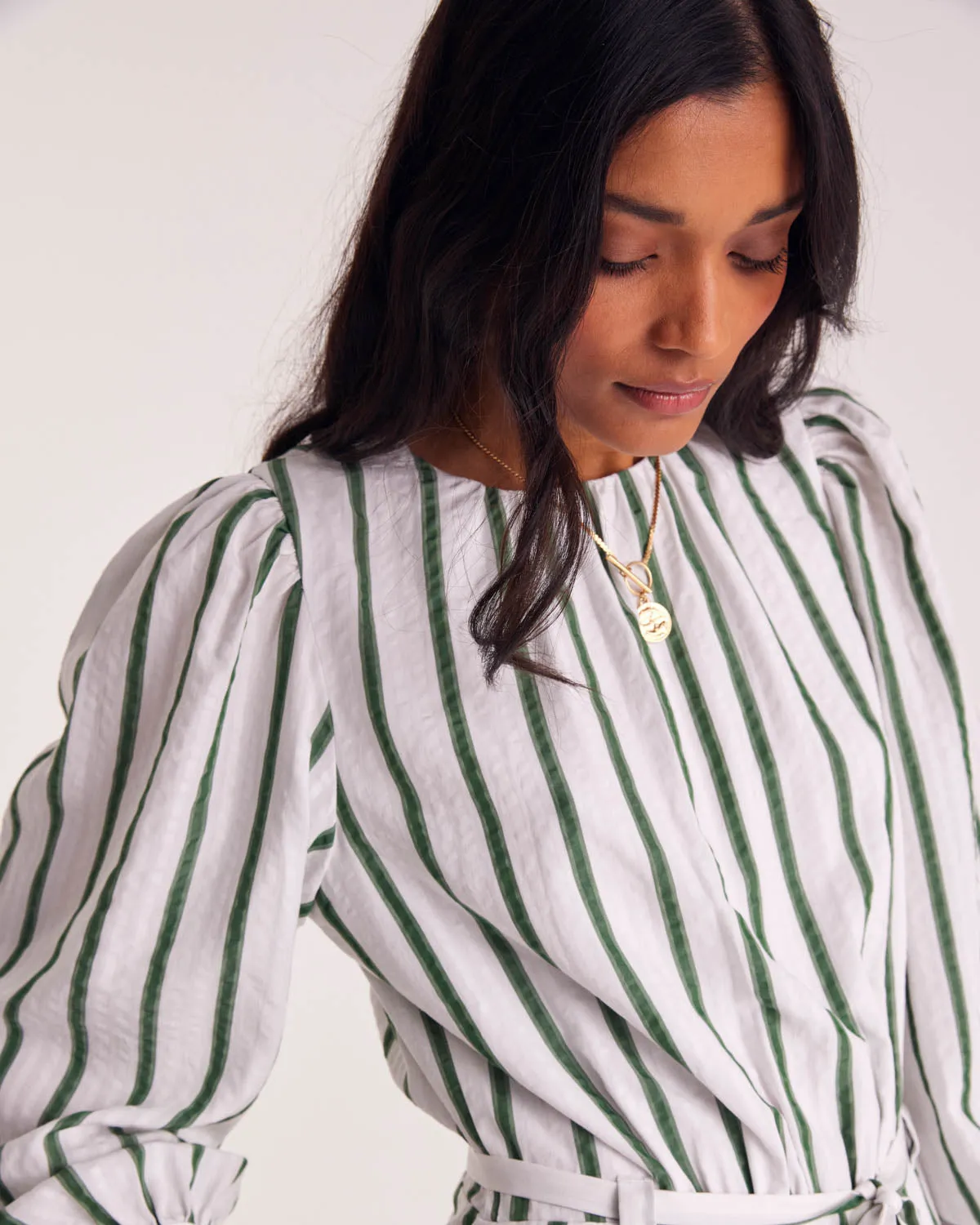 Julieta green striped jumpsuit sold by Balzac Paris product image thumbnail 2