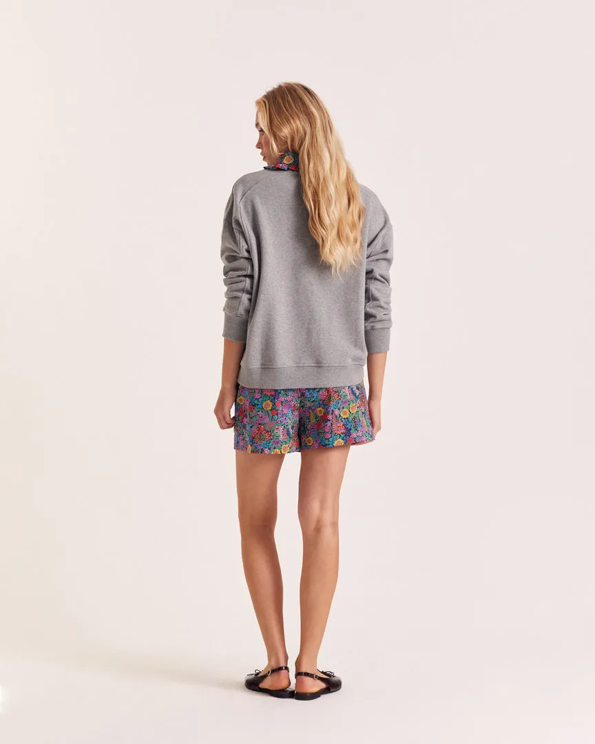 Tammy sweatshirt in gray and purple, yellow and pink Libery fabric sold by Balzac Paris product image thumbnail 3