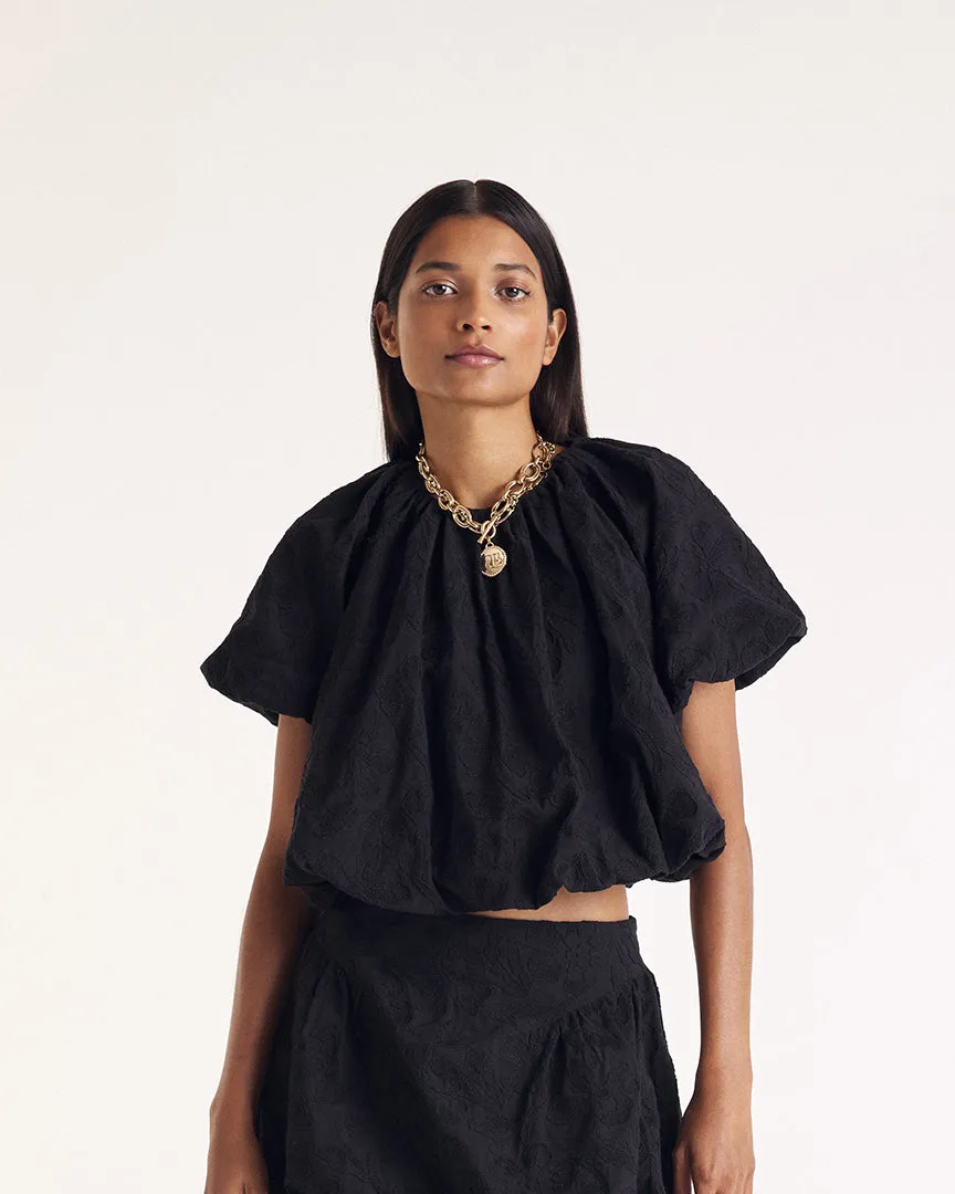 Isaure blouse with black embroidery sold by Balzac Paris