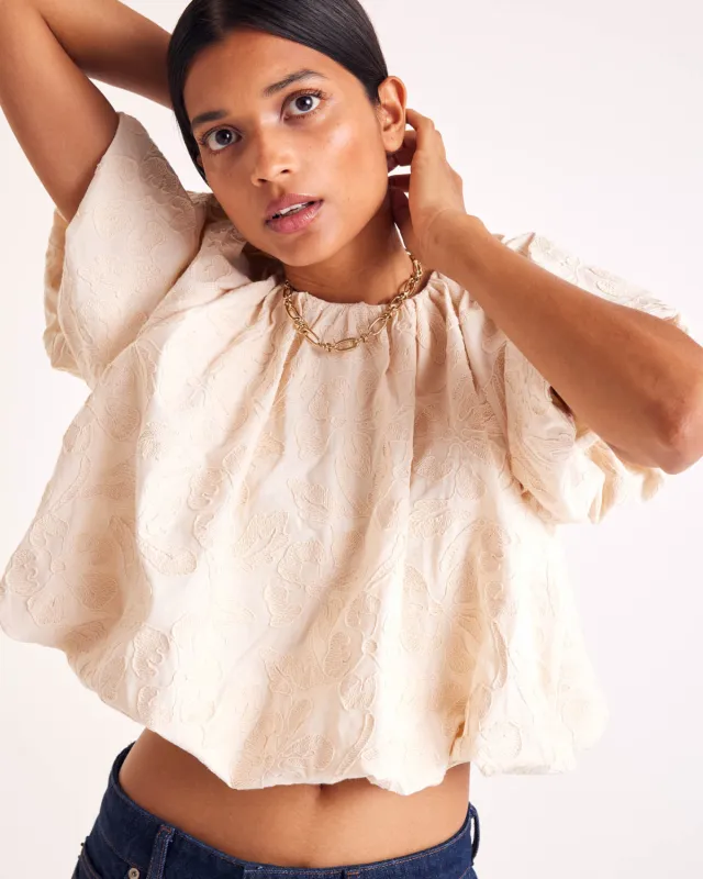 Isaure blouse with ecru embroidery sold by Balzac Paris