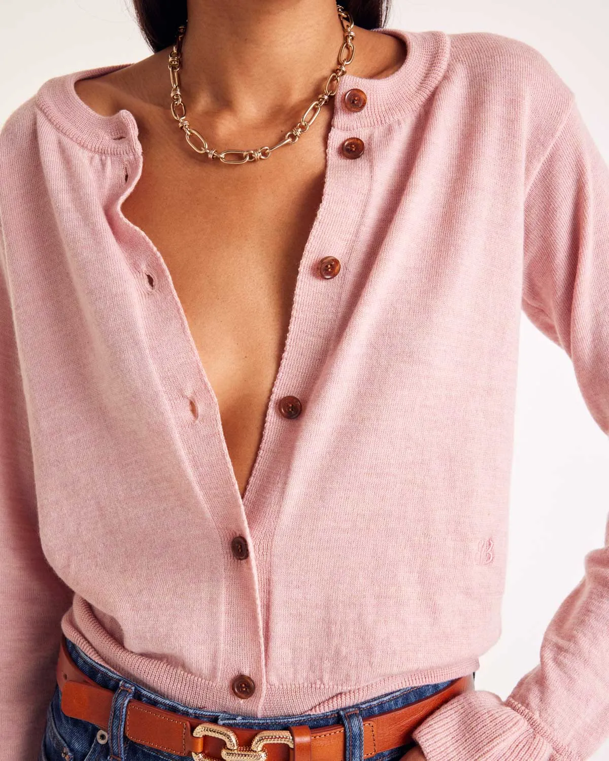 Rosalie pink cardigan sold by Balzac Paris