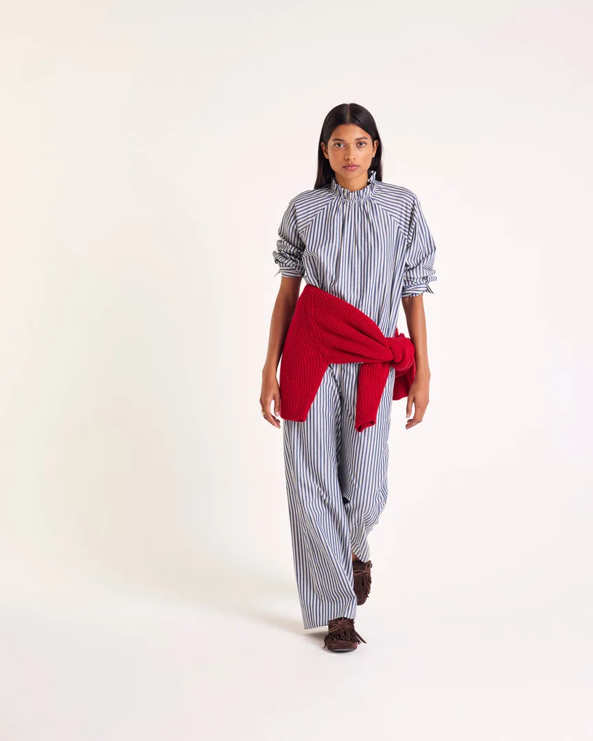 Zoé blouse with navy, ecru and gray stripes sold by Balzac Paris product image thumbnail 2