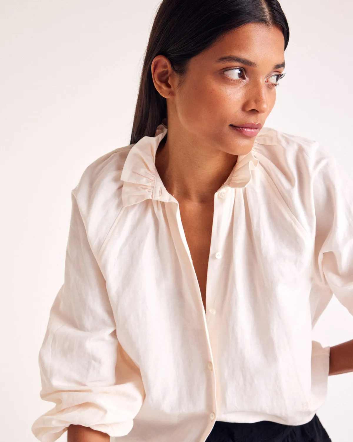 Camille light peach shirt sold by Balzac Paris