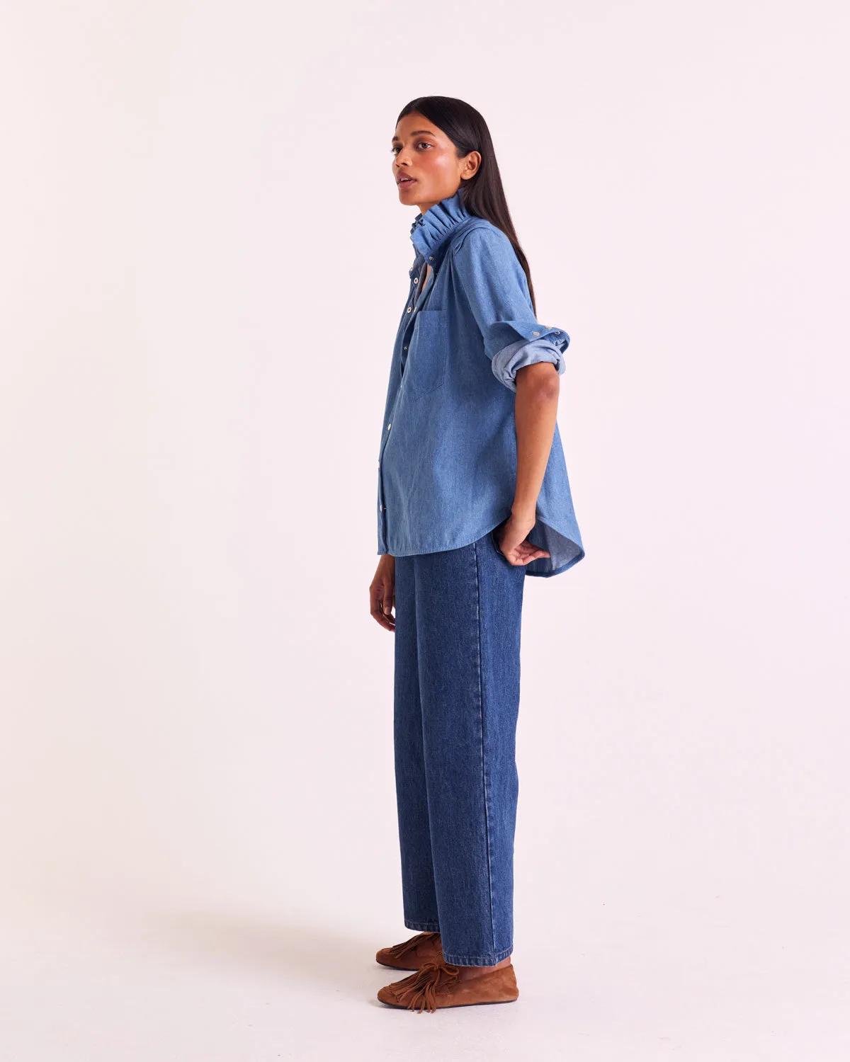 Léonor blue midi shirt sold by Balzac Paris product image thumbnail 4