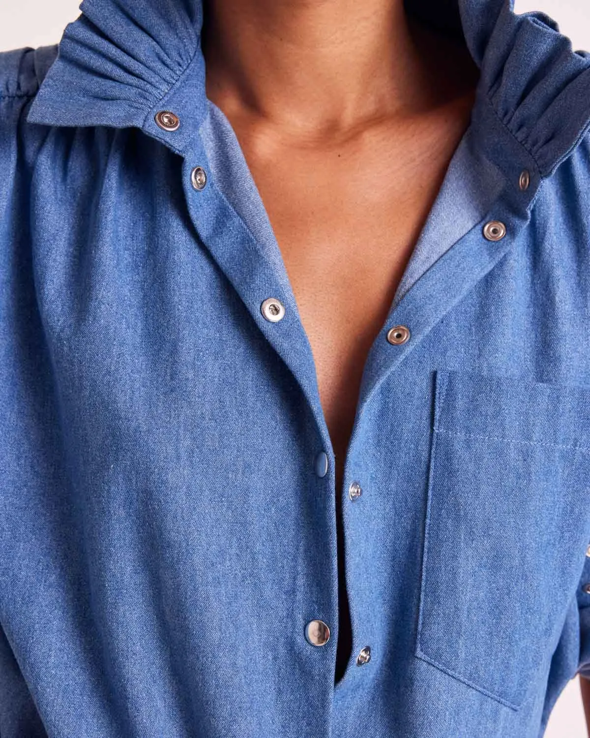 Léonor blue midi shirt sold by Balzac Paris product image thumbnail 3