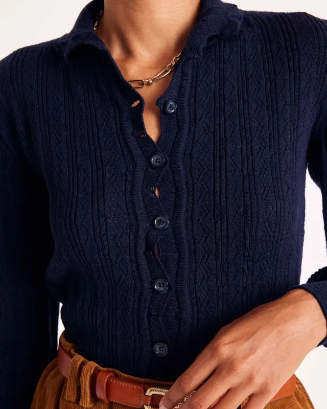 Odile navy blue cardigan sold by Balzac Paris