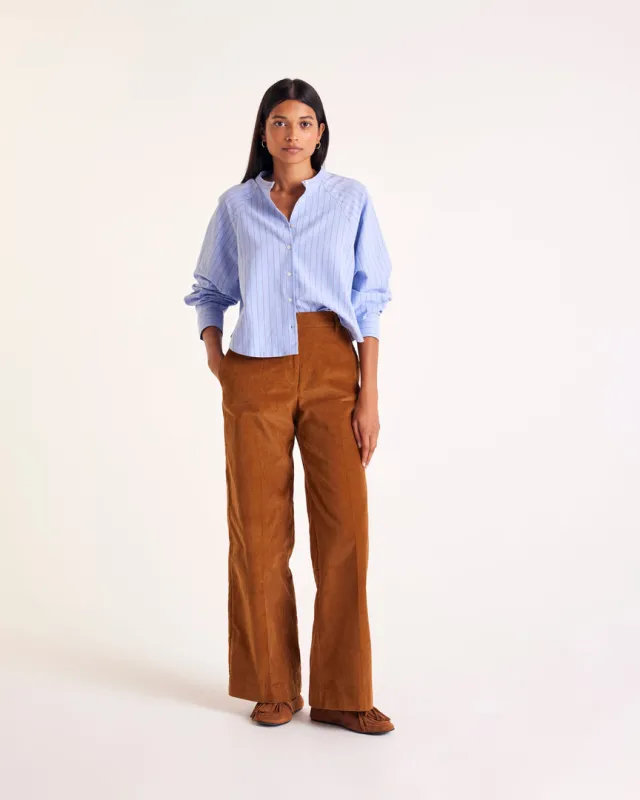 Simeon camel velvet pants sold by Balzac Paris