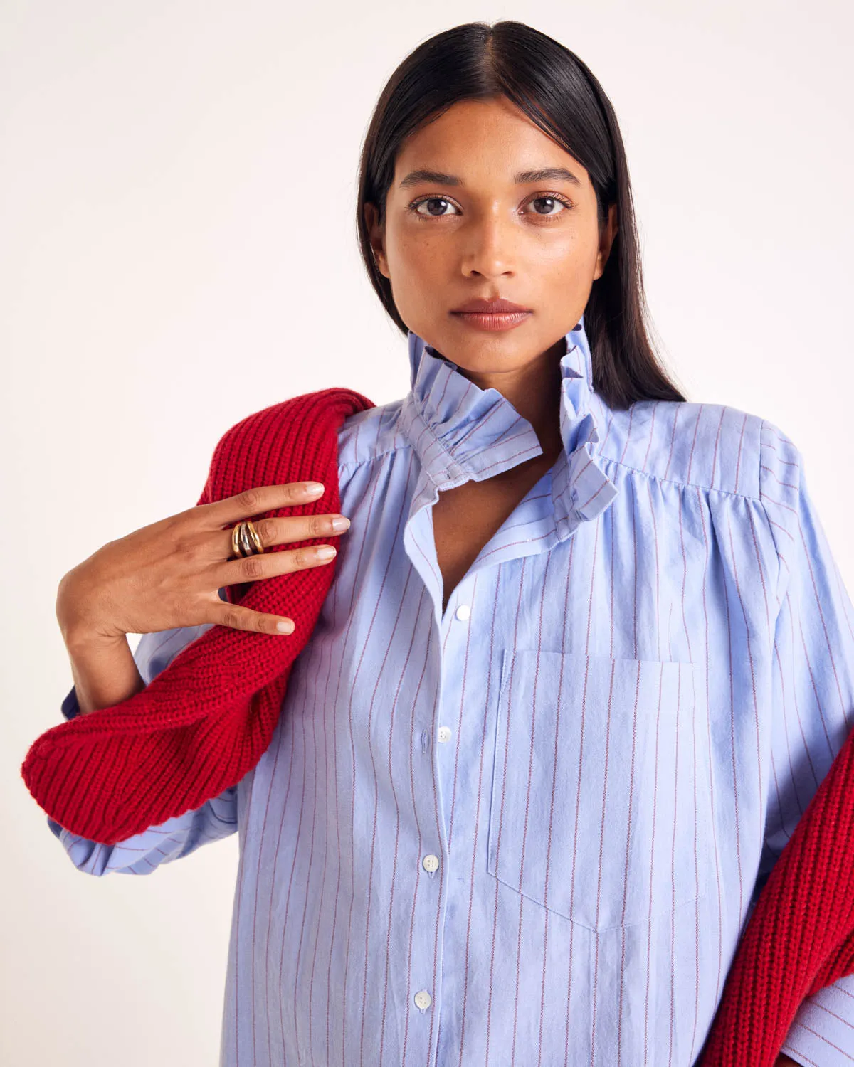 Léonor shirt with blue and red stripes sold by Balzac Paris product image thumbnail 4