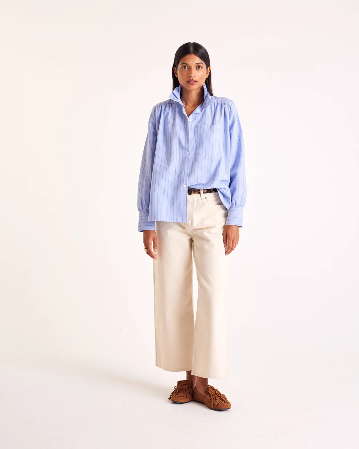 Léonor shirt with blue and red stripes sold by Balzac Paris