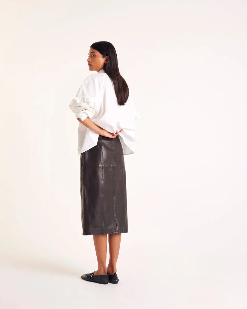 Quitterie chocolate leather skirt sold by Balzac Paris product image thumbnail 3