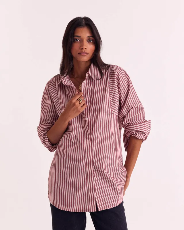 Red and White Stripe Eudes Shirt sold by Balzac Paris