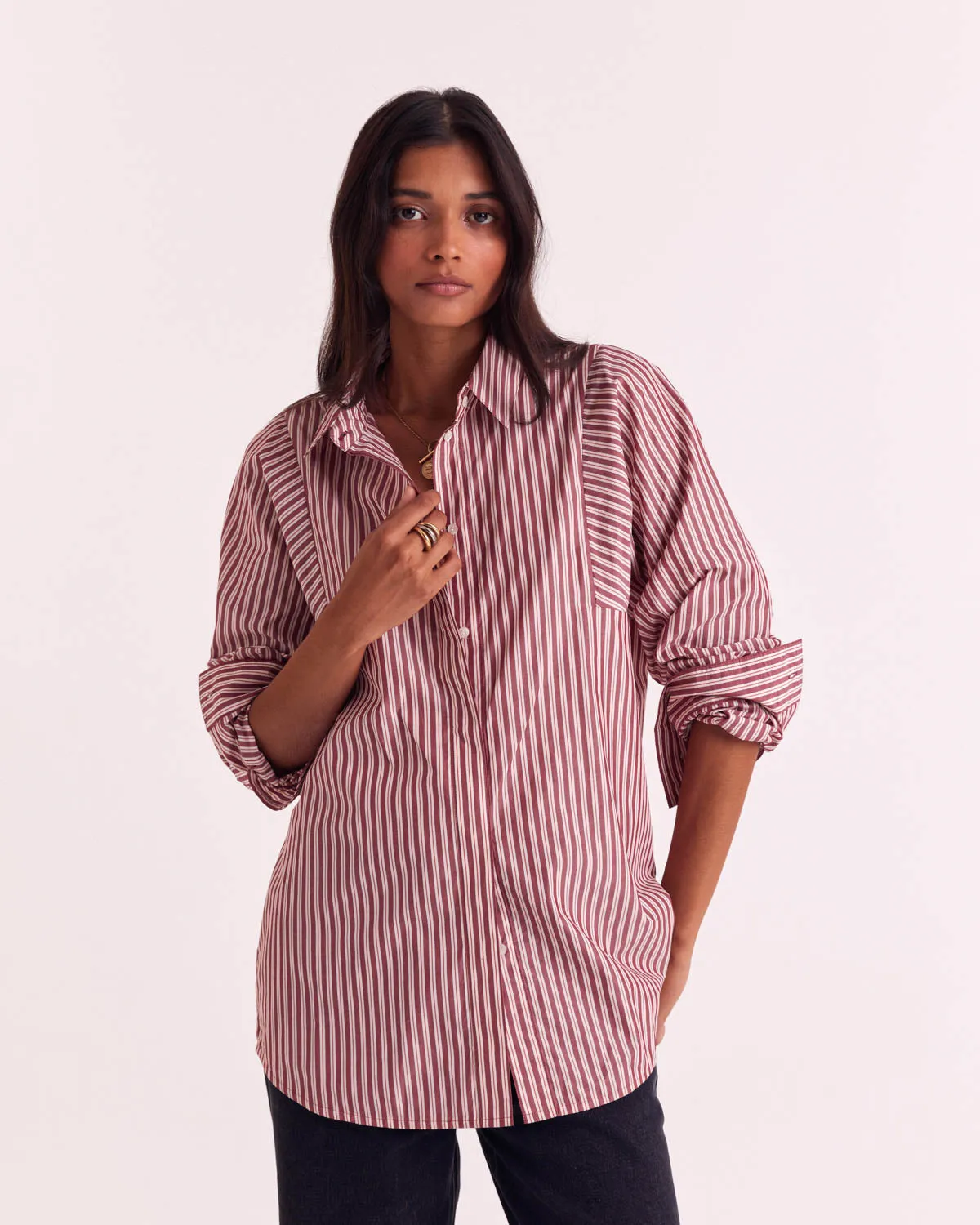 Red and White Stripe Eudes Shirt sold by Balzac Paris