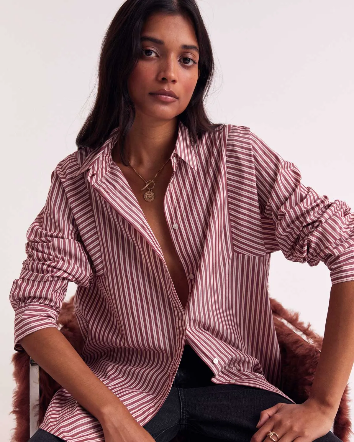 Red and White Stripe Eudes Shirt sold by Balzac Paris product image thumbnail 5