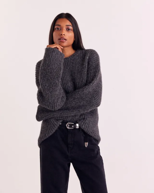 Marled Dark Grey Alyssa Sweater sold by Balzac Paris