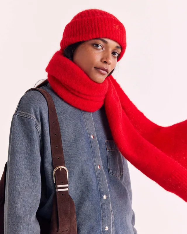 Bright Red Julien Scarf sold by Balzac Paris