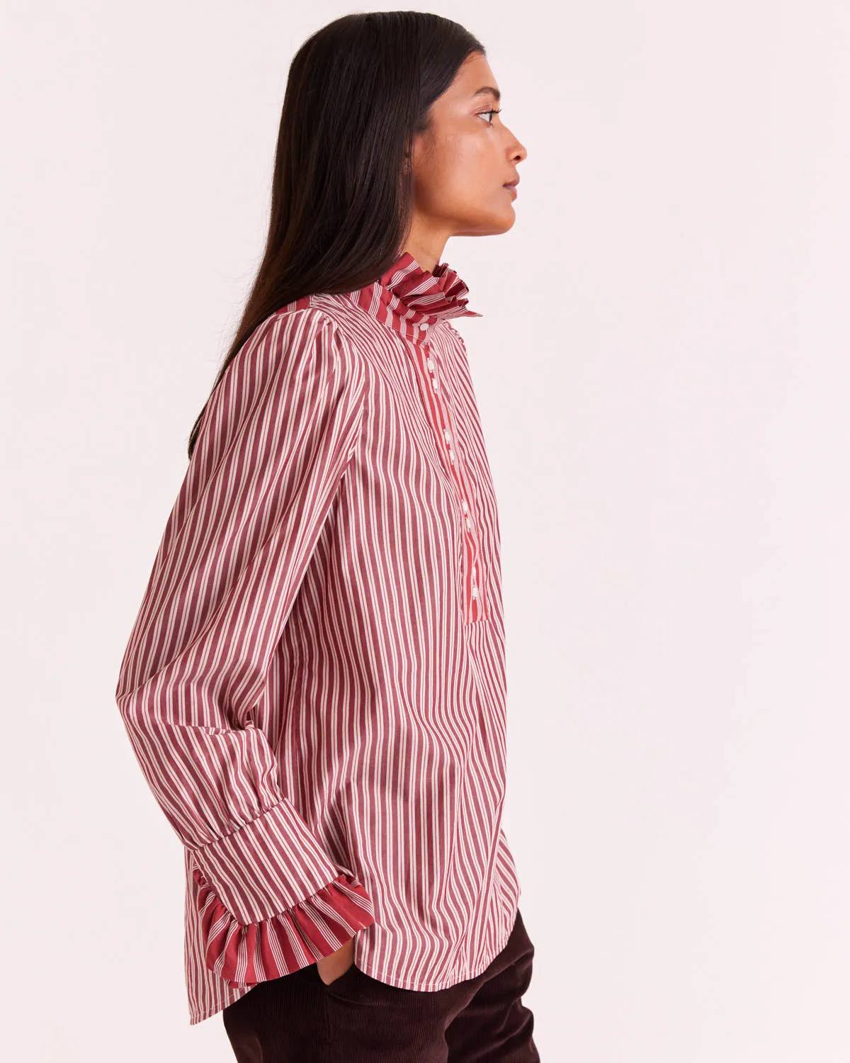 Red and White Stripe Source Blouse sold by Balzac Paris product image thumbnail 4