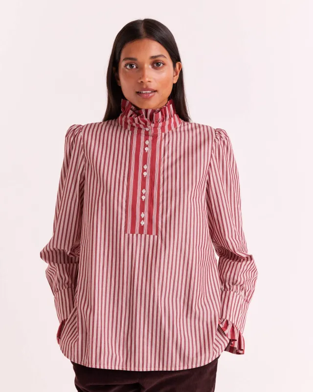 Red and White Stripe Source Blouse made by Balzac Paris