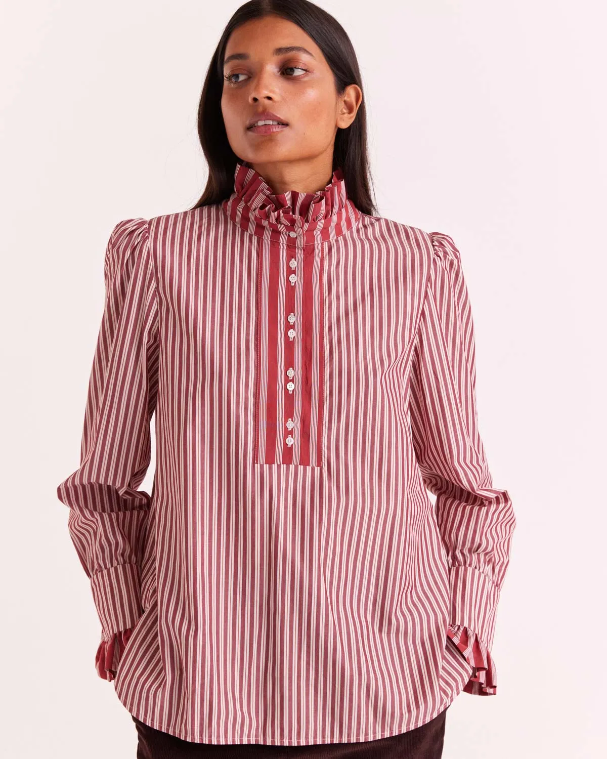 Red and White Stripe Source Blouse sold by Balzac Paris product image thumbnail 5