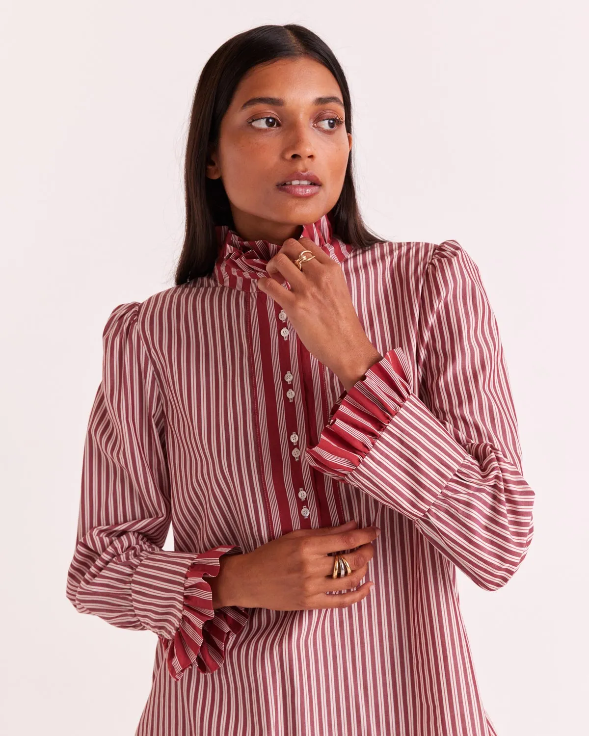 Red and White Stripe Source Blouse sold by Balzac Paris product image thumbnail 3