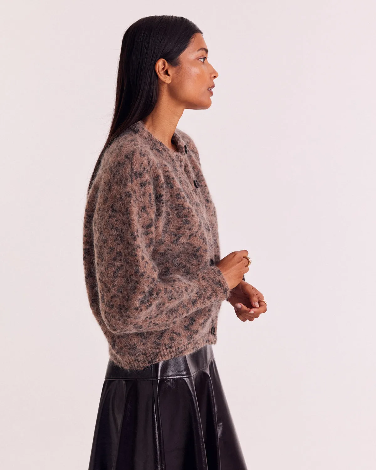 Douceur Cardigan in Sand Cheetah Spot sold by Balzac Paris product image thumbnail 3