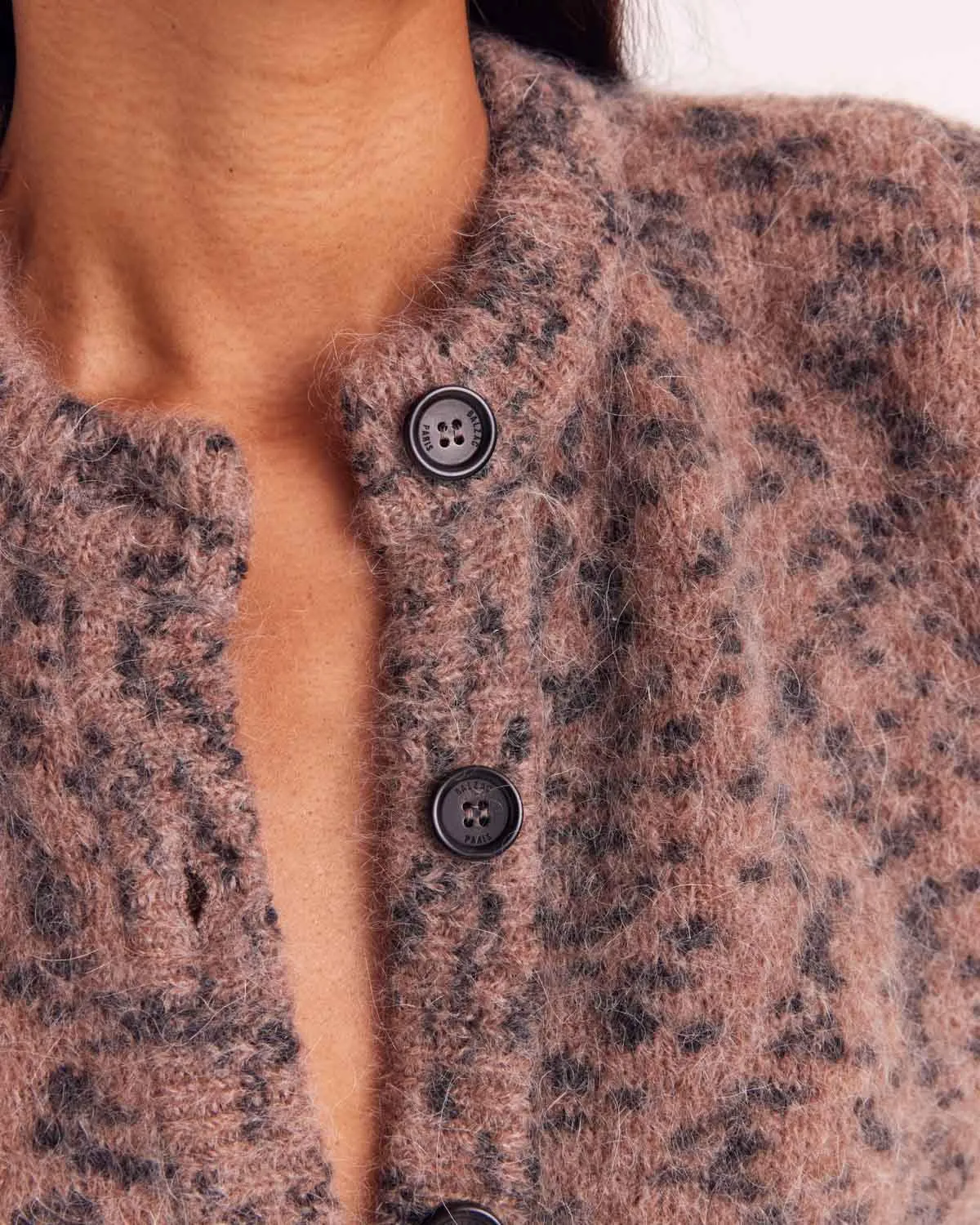 Douceur Cardigan in Sand Cheetah Spot sold by Balzac Paris product image thumbnail 2