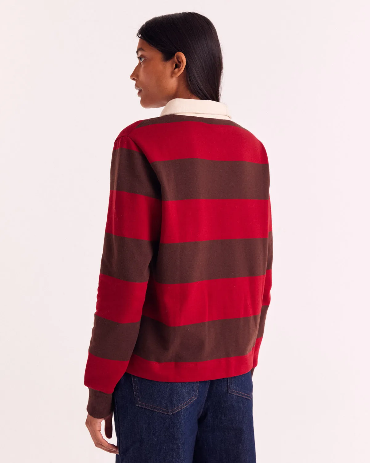Red and Brown Stripe Charles Sweatshirt sold by Balzac Paris product image thumbnail 3
