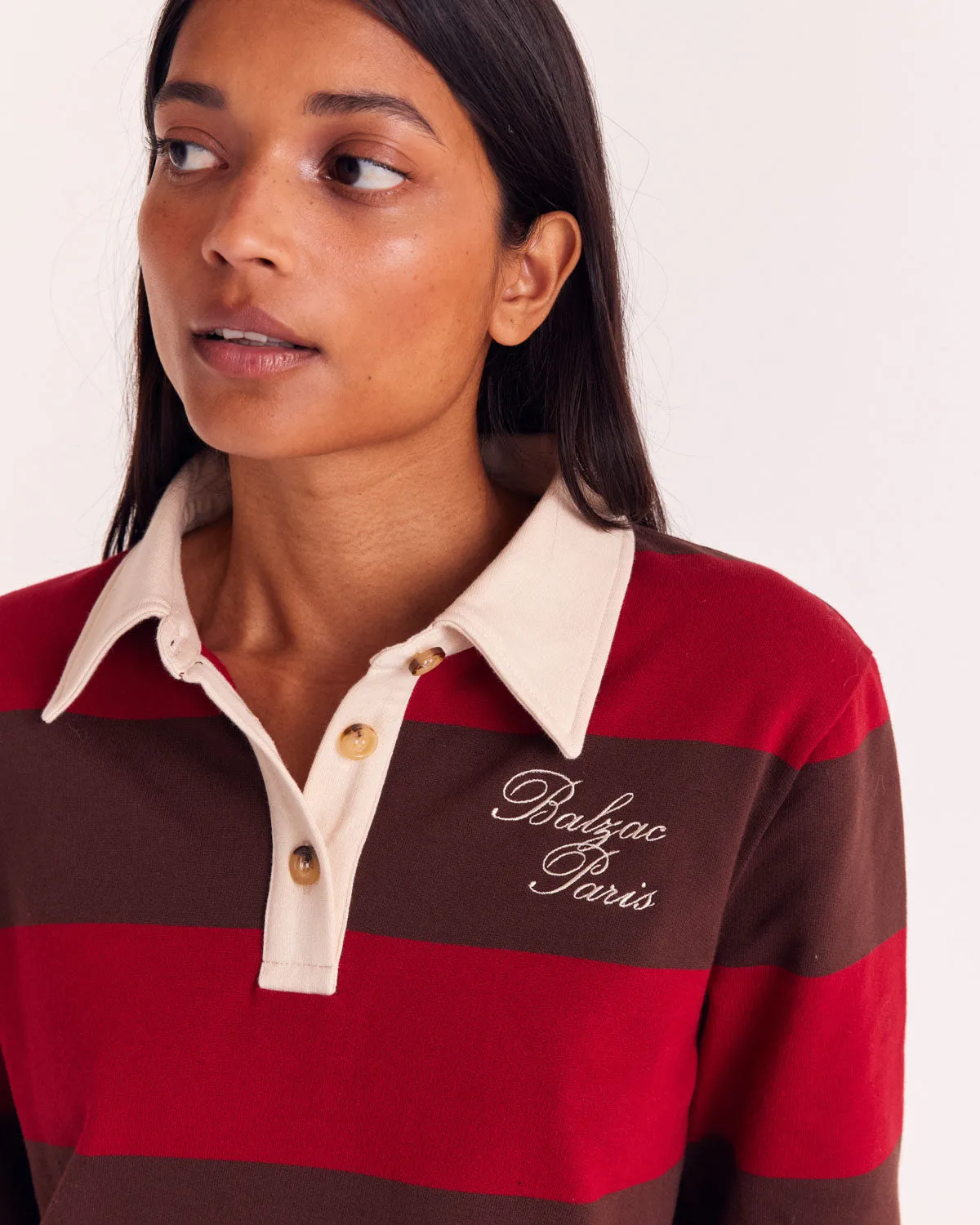 Red and Brown Stripe Charles Sweatshirt sold by Balzac Paris product image thumbnail 2