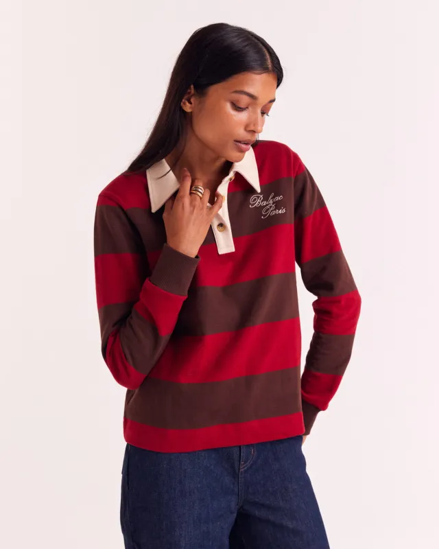 Red and Brown Stripe Charles Sweatshirt sold by Balzac Paris