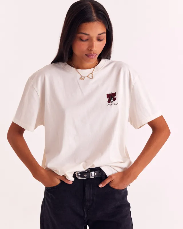 Ecru "Spade and Knot" Embroidered Baptiste T-shirt made by Balzac Paris