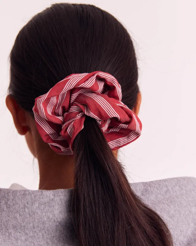 XL Poppy and White Stripe Billy Scrunchie sold by Balzac Paris